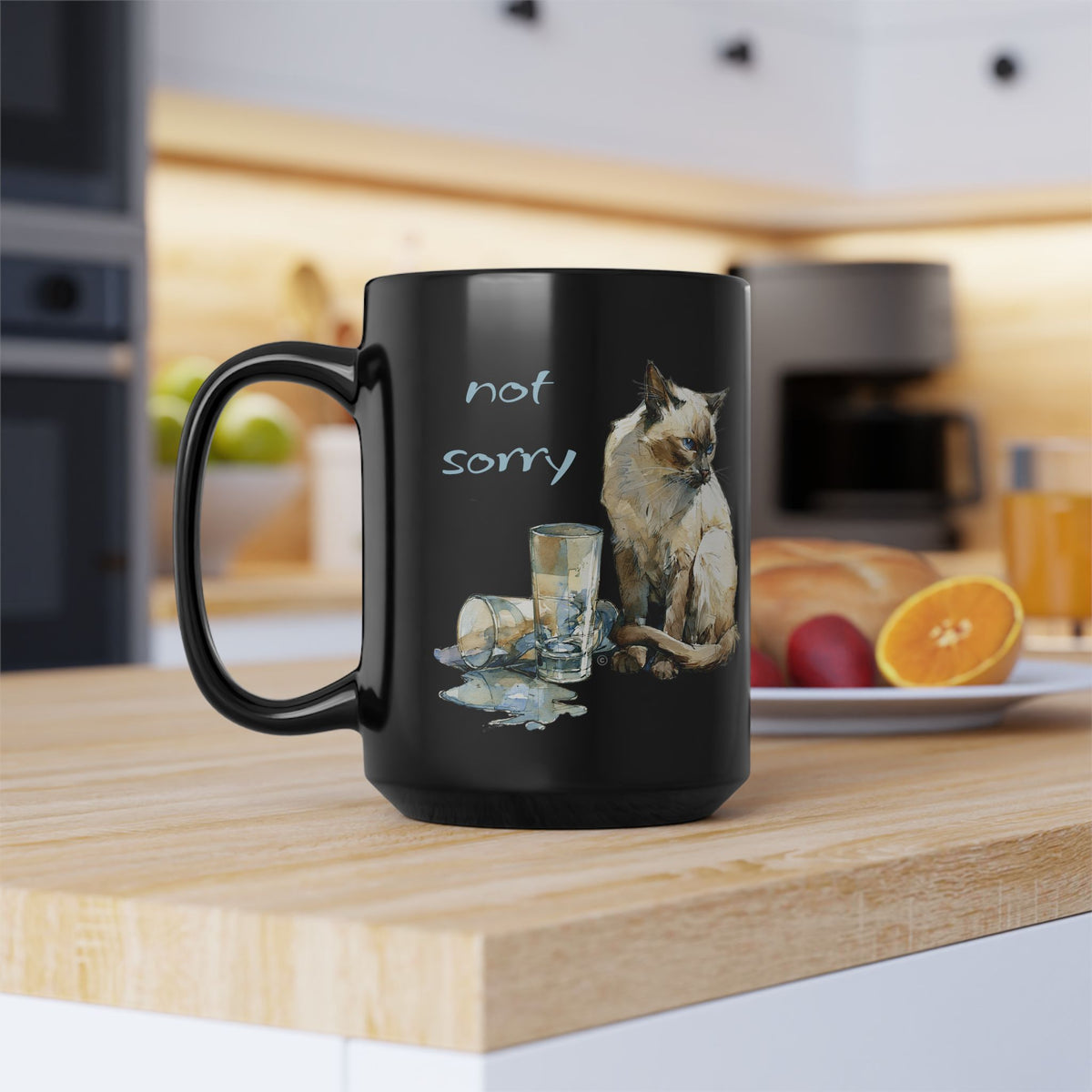 NOT SORRY - Sleek Black Mug (11oz, 15oz)