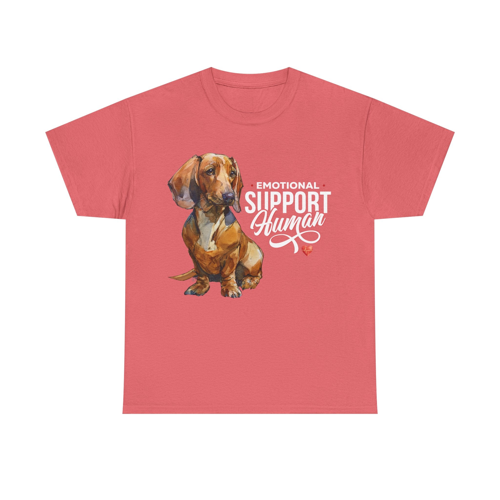 Dachshund Emotional Support Human T-Shirt - PERSONALIZED - 100% Cotton Heavyweight Tee
