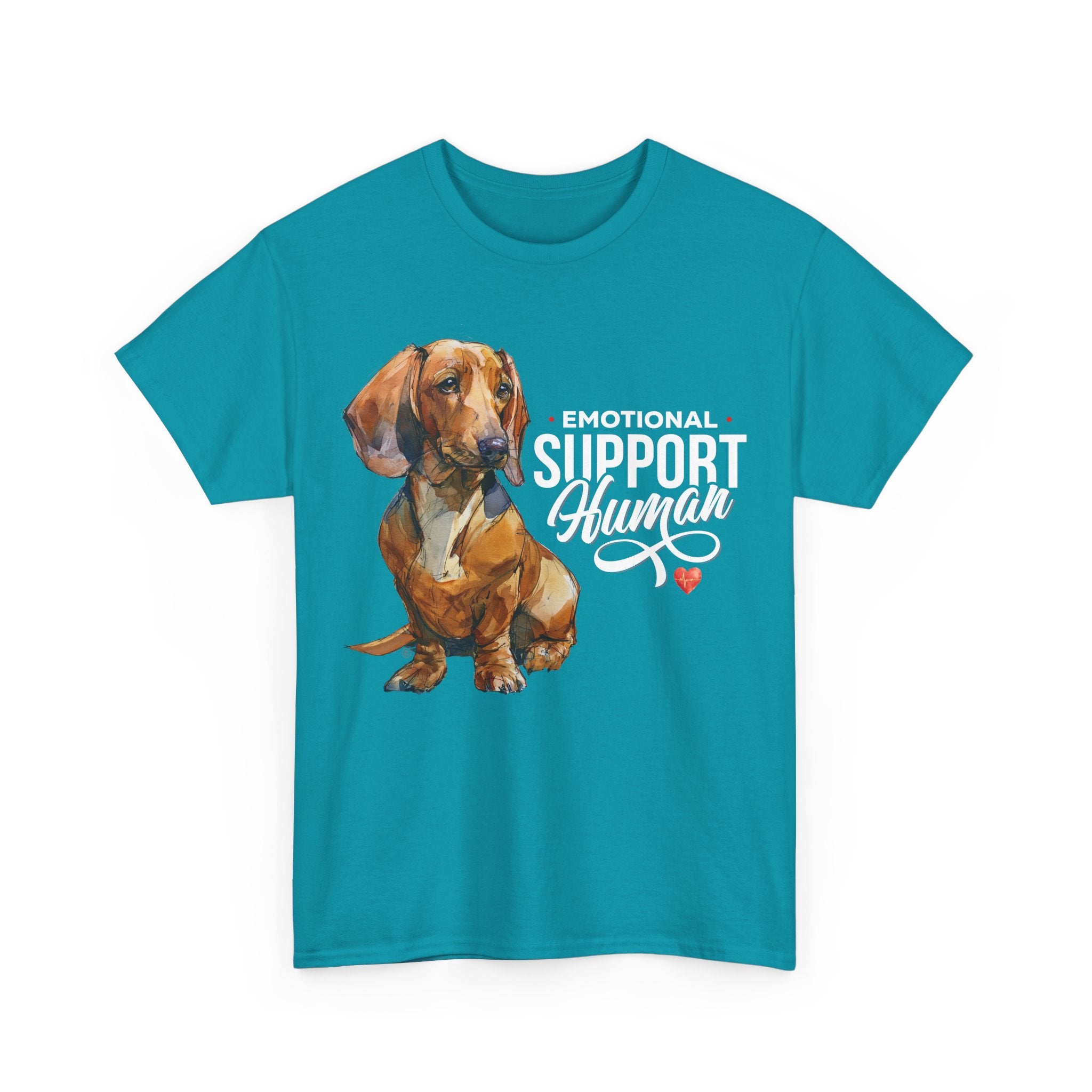 Dachshund Emotional Support Human T-Shirt - PERSONALIZED - 100% Cotton Heavyweight Tee