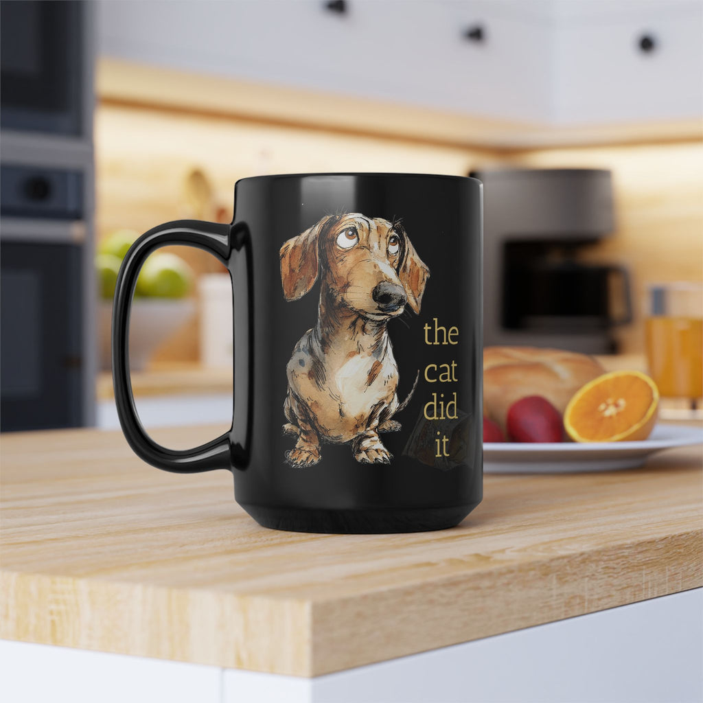 The Cat Did It Mug — Sleek 11oz/15oz Black Coffee Cup