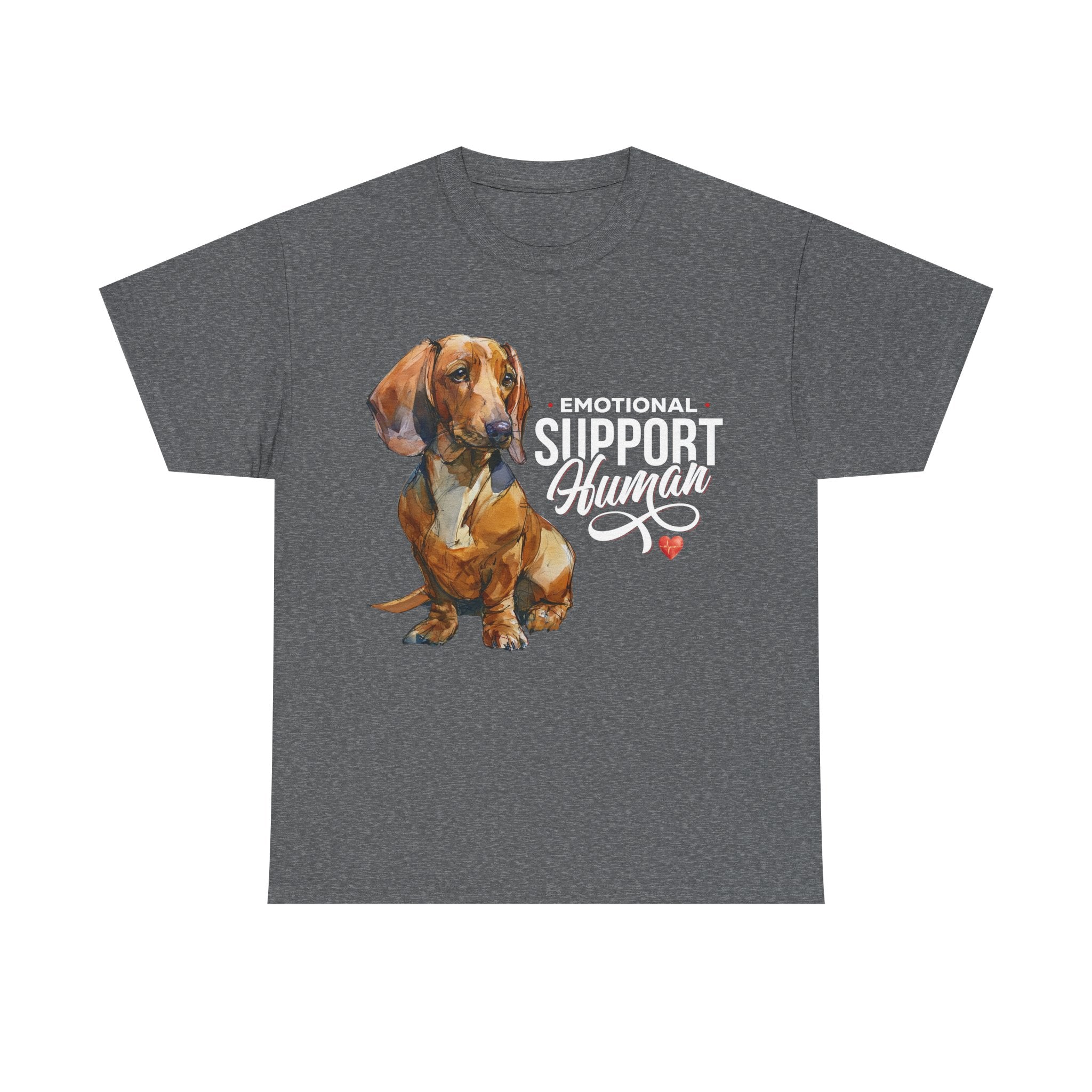 Dachshund Emotional Support Human T-Shirt - PERSONALIZED - 100% Cotton Heavyweight Tee