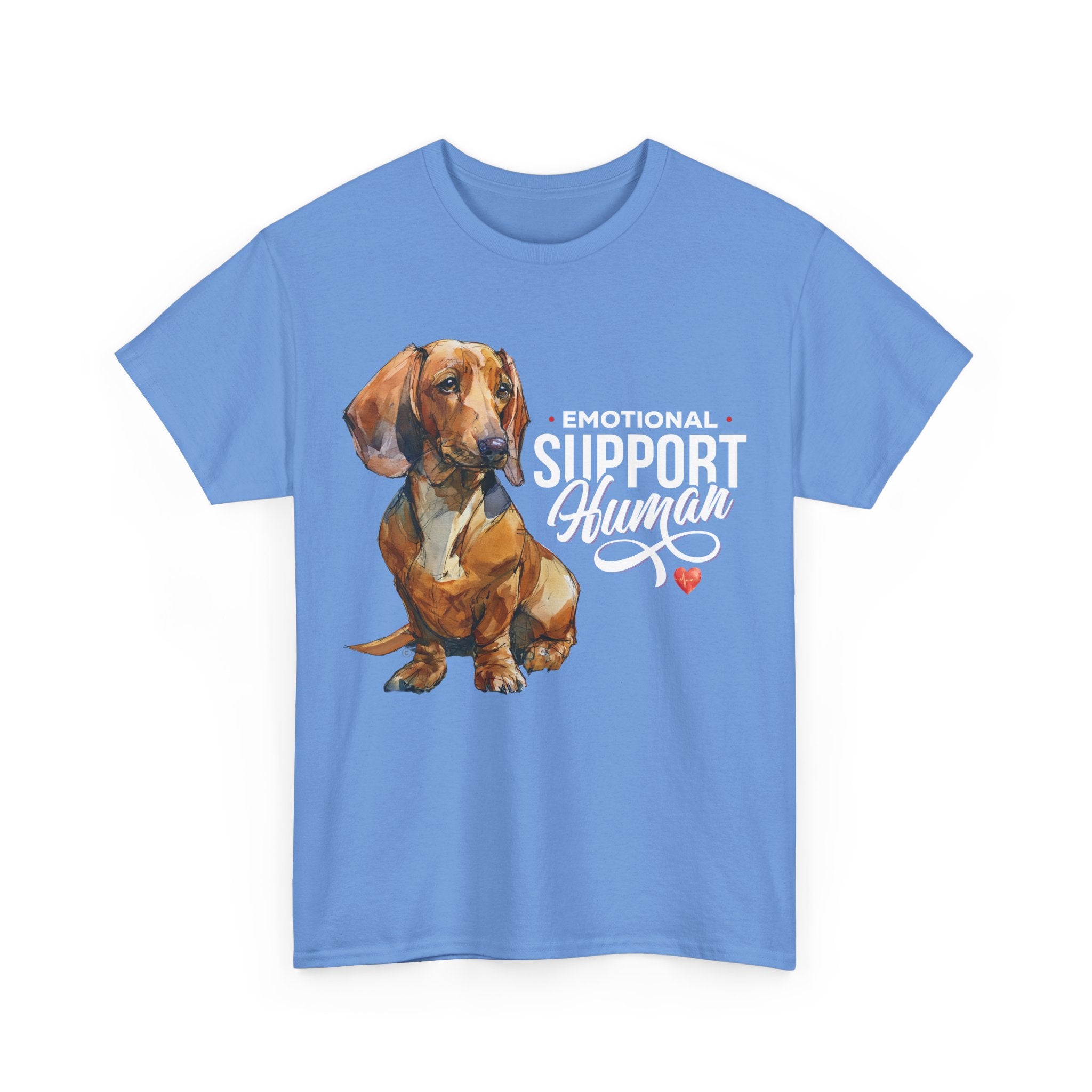 Dachshund Emotional Support Human T-Shirt - PERSONALIZED - 100% Cotton Heavyweight Tee