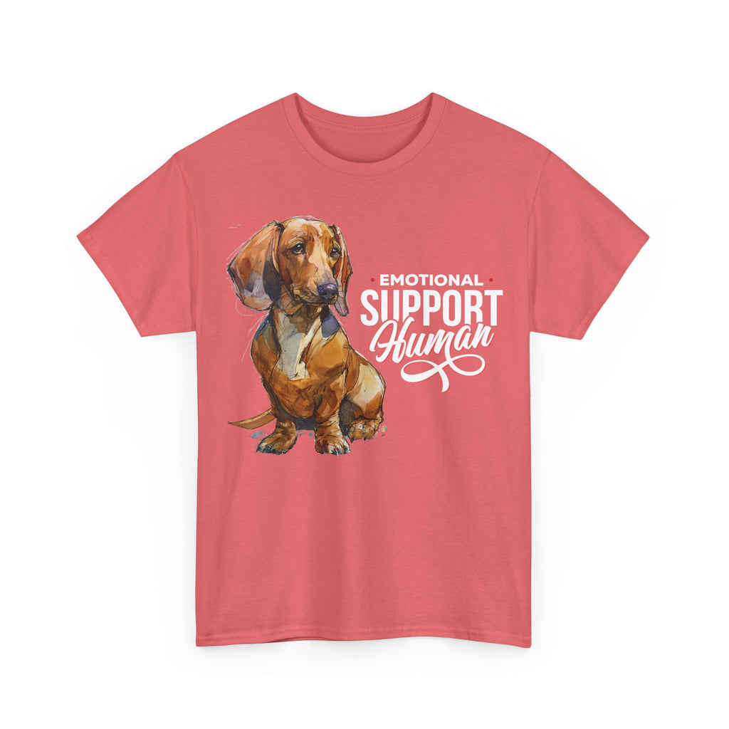Red Dachshund Emotional Support Human T-Shirt #2 - 100% Cotton Heavyweight Tee