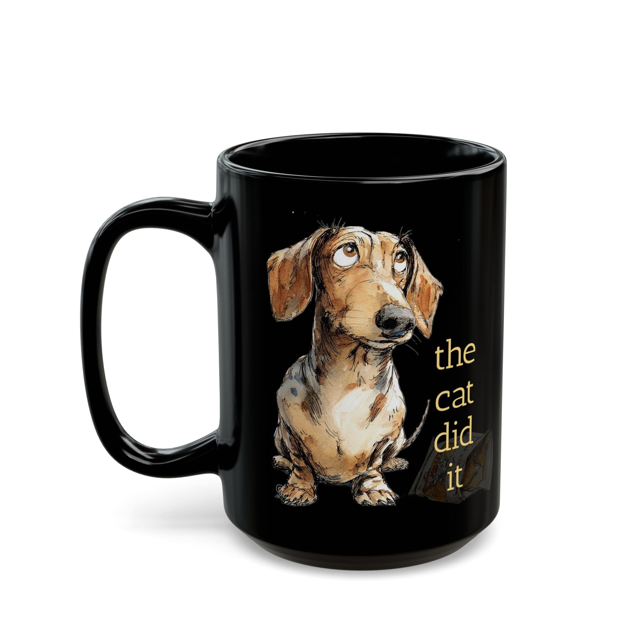 The Cat Did It Mug — Sleek 11oz/15oz Black Coffee Cup