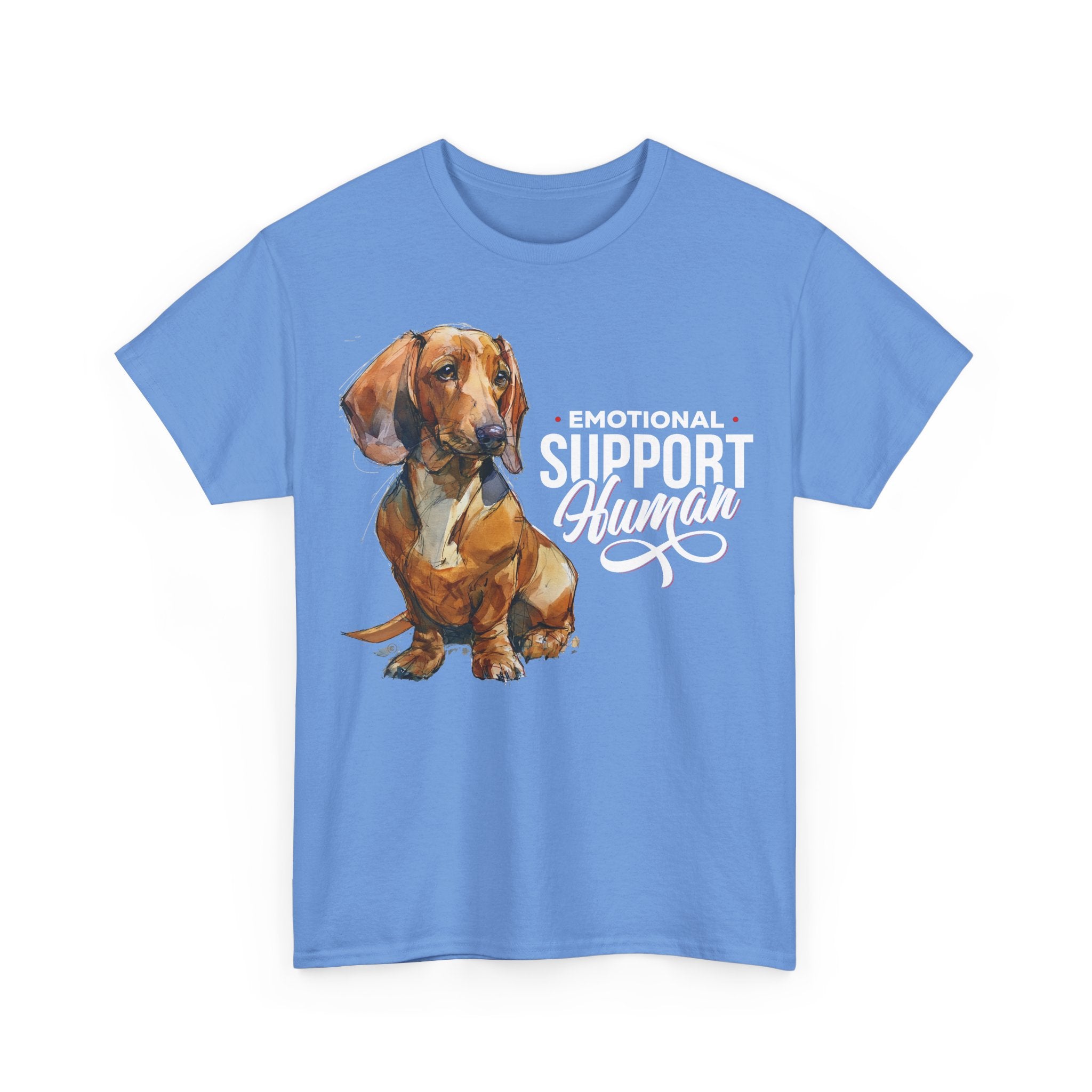 Red Dachshund Emotional Support Human T-Shirt #2 - 100% Cotton Heavyweight Tee