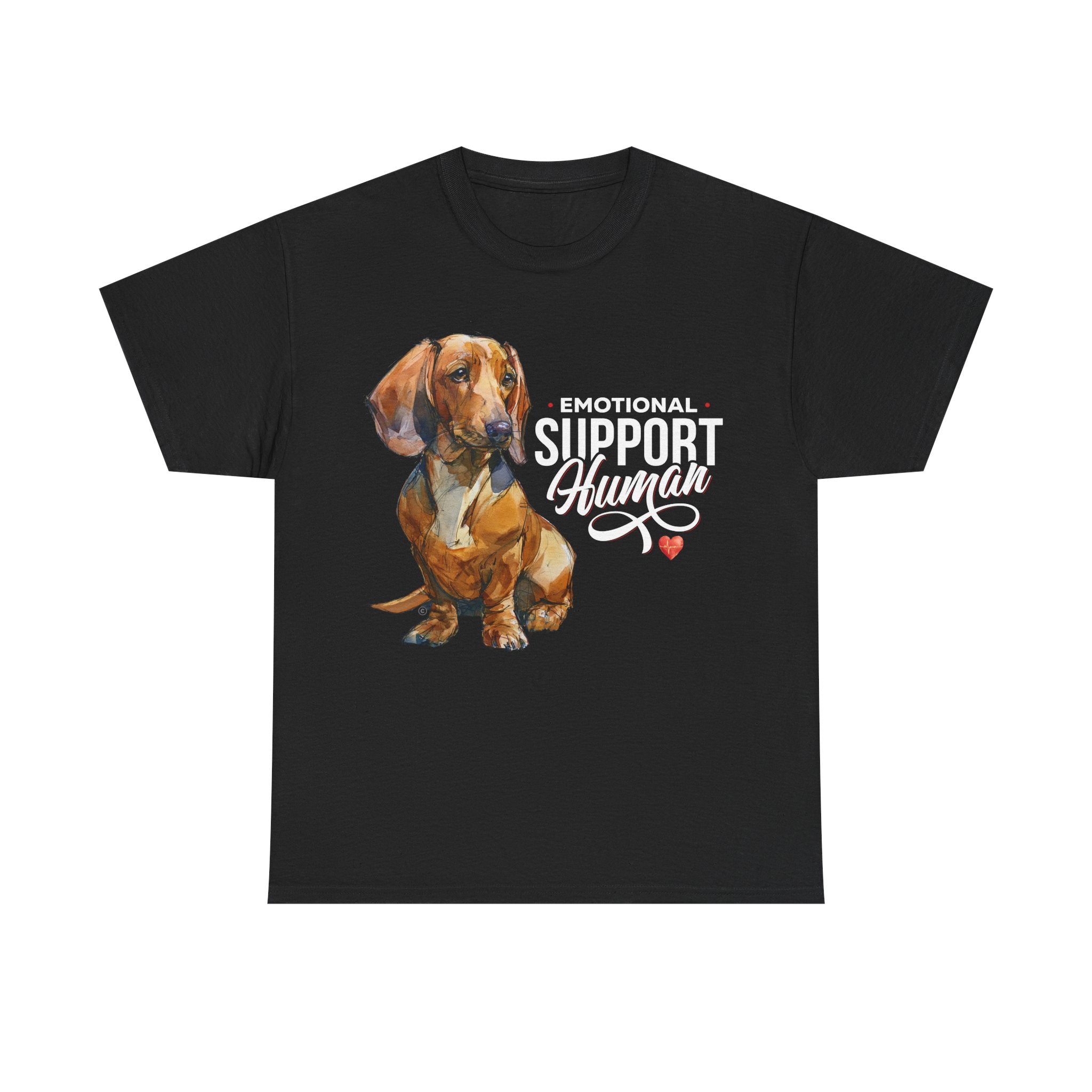Dachshund Emotional Support Human T-Shirt - PERSONALIZED - 100% Cotton Heavyweight Tee