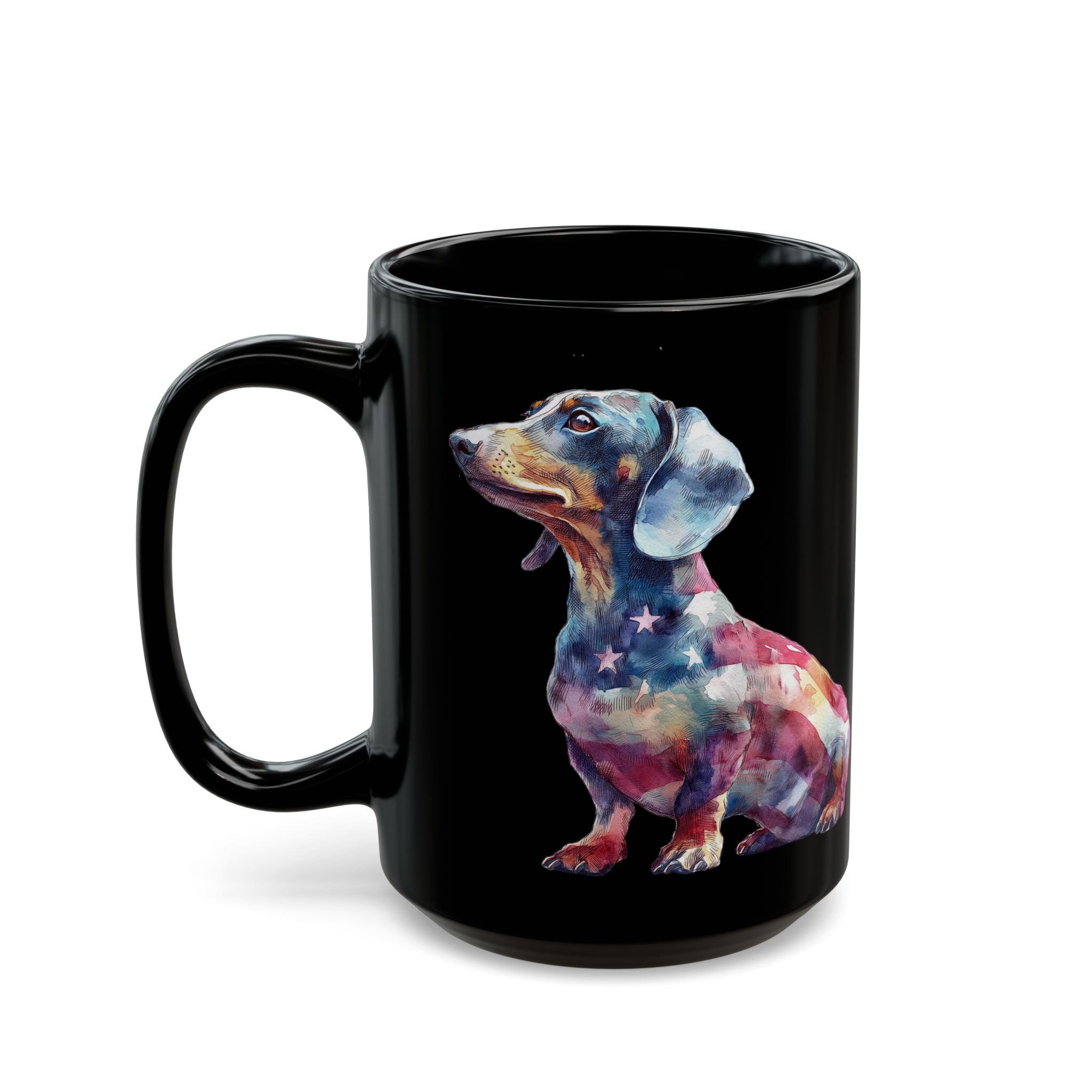 Patriotic Pup Mug - Sleek Black Coffee Cup (11oz/15oz)